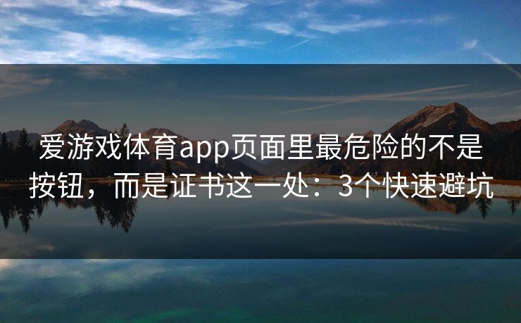 爱游戏体育app页面里最危险的不是按钮，而是证书这一处：3个快速避坑
